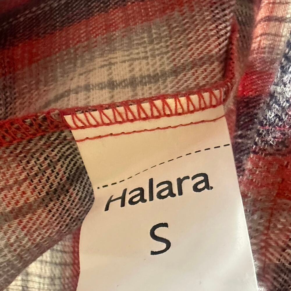 Halara Tie Front Long Sleeve Red Plaid Mini Casual Dress NEW - Picture 5 of 7